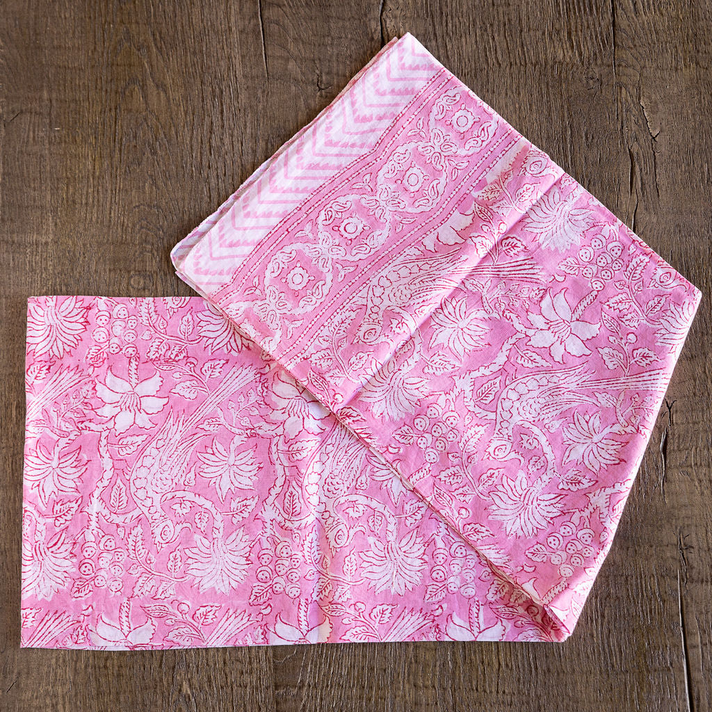 Unique hand-blocked printed, 100% cotton sarongs/cover up. Pink